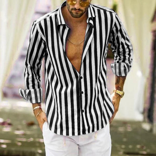 Men Vertical Striped Shirt Striped Slim Fit Long Sleeve Casual Button Down Dress Shirts Mens Shirts camisas hombre