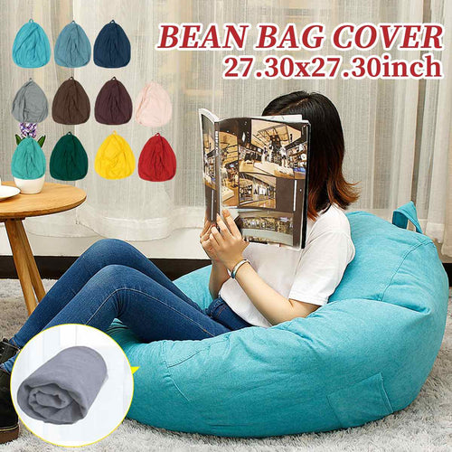 2 Sizes 11 Colors Lazy Sofas Cover Chairs without Filler Linen Cloth Lounger Seat Bean Bag Pouf Puff Couch Tatami Living Room
