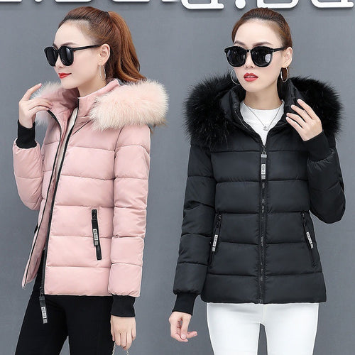 Thicken Big Fur Collar Plus Size Fat Sister Cotton-padded Coat