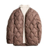 Women's Short Liner Plus Size Diamond Lattice White Duck Down V-neck Coat