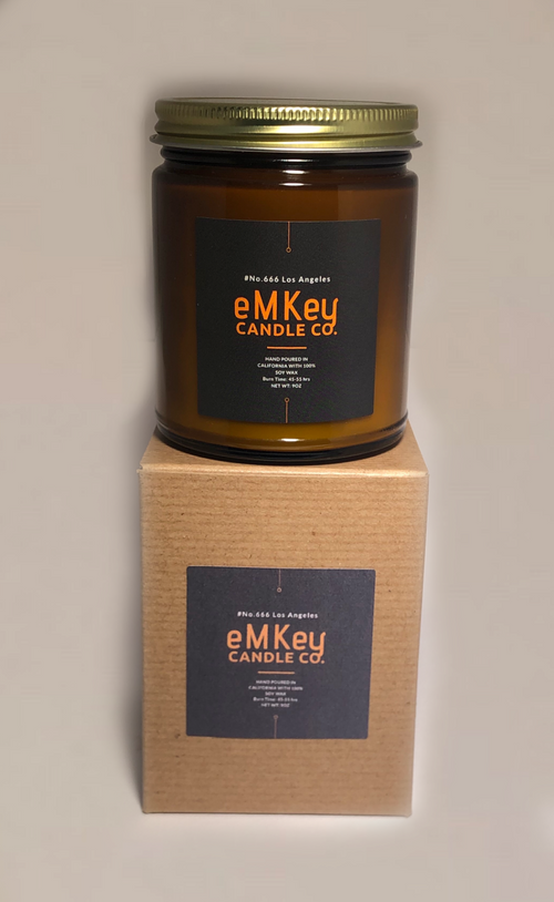 NWT eMKey Scented Soy Wax Candle 9oz. Amber Jar