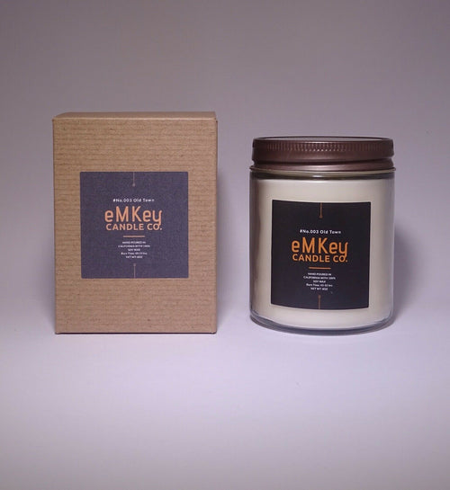 NWT eMKey Candle Co Handpoured Soy Wax Jar Candle #No.003 Old Town 8oz handmade