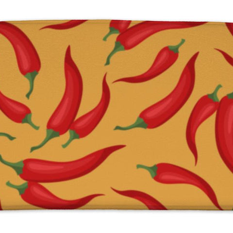 Bath Mat, Pattern With Fresh Ripe Chili Peppers
