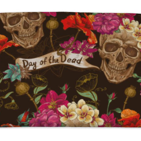 Bath Mat, Skull And Flowers