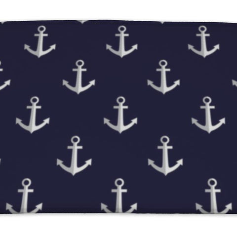 Bath Mat, Sea Style Pattern With Anchors