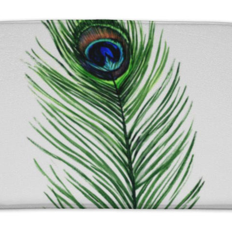Bath Mat, Peacock Feather Isolated On A White