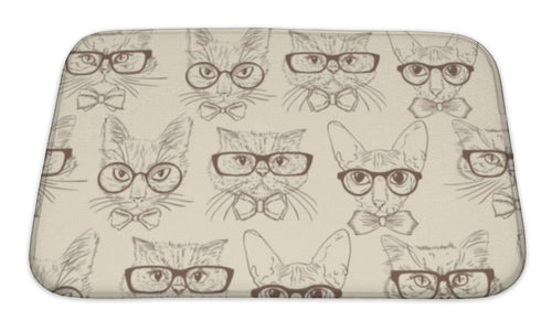 Bath Mat, Cat Hipsters Pattern