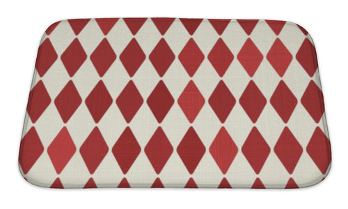 Bath Mat, Retro Red Harlequin