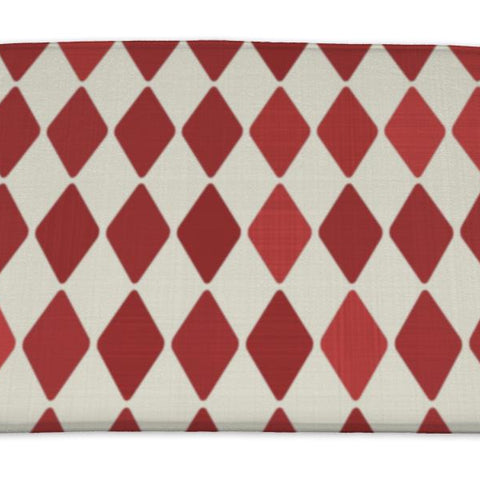 Bath Mat, Retro Red Harlequin