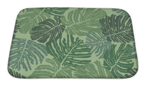 Bath Mat, Abstract Floral Tropical With Fern