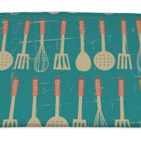 Bath Mat, Retro Kitchen Pattern
