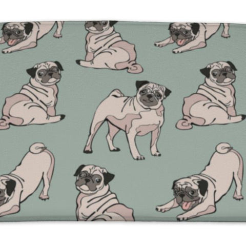 Bath Mat, Cute Dogs Pug Pattern