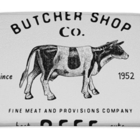 Bath Mat, Butcher Shop Vintage Emblem Beef Meat Products Butchery Logo Template Retro