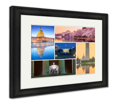 Framed Print, Washington Dc Famous Landmarks Picture Collage