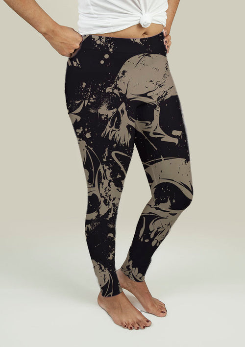 Leggings with Grunge Skulls