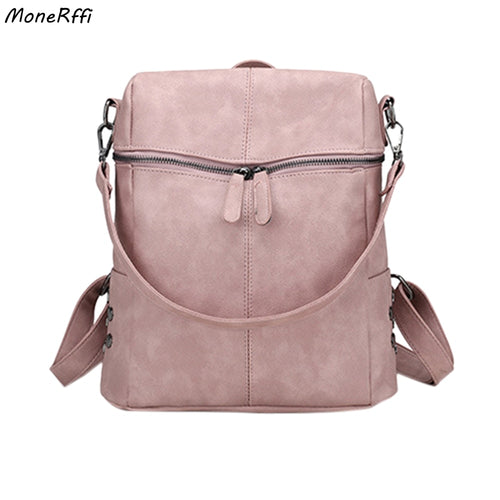 MoneRffi Casual Large Capacity Shoulder Bags Vintage Women Backpack Nubuck Leather Pu School Backpacks For Teenage Girl mochila