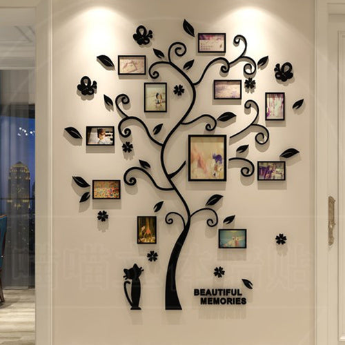 Acrylic 3D Family Photo Frame Tree Wall Stickers Removable DIY Art Wall Poster Decals For Living Room Bedroom Home Decoration