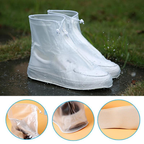 1pair Waterproof Protector Shoes Boot Cover Unisex Zipper Rain Shoe Covers High-Top Anti-Slip Rain Shoes Cases