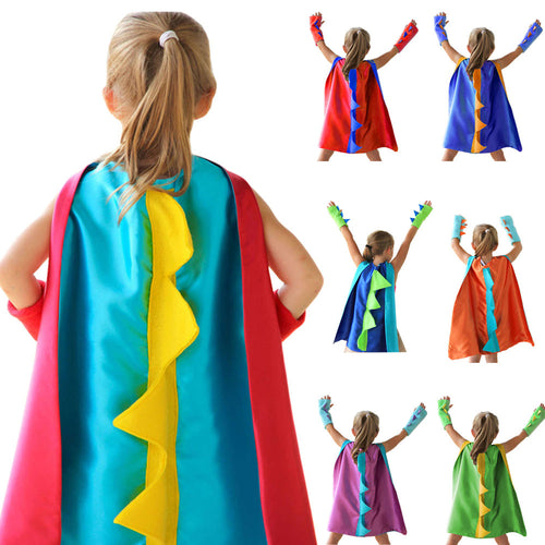 Kids Halloween Dinosaur Costume Cape with Spikes Dino Spike Accessory Gloves Kids Halloween Dino Costume