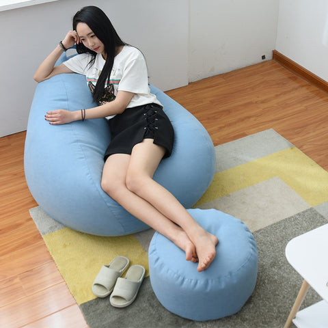 2Pcs  Lazy BeanBag Sofas Cover+Inner Liner Velvet Lounger Seat Chairs Bean Bag Pouf Puff Couch Tatami Living Room