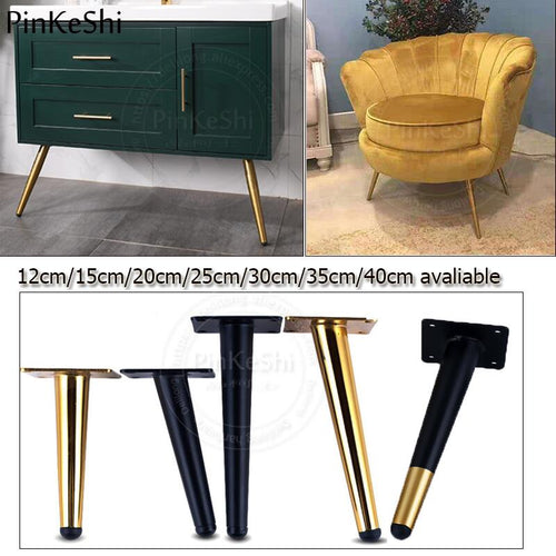 4pcs metal furniture table leg hardware tapered gold cabinet leg sideboard wardrobes coffee cone chair feet 25/30/35/40cm