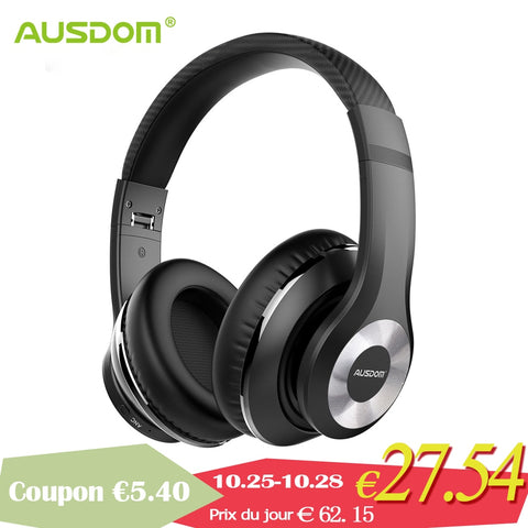 Ausdom ANC10 Active Noise Cancelling Bluetooth Wireless Headphones Foldable 20H Play time Hifi Deep Bass Bluetooth Headset