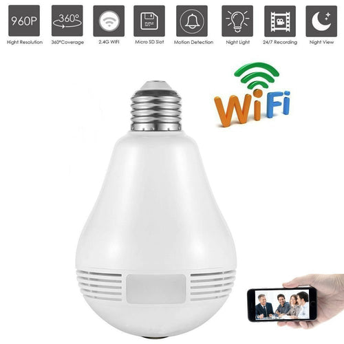 360 Degree LED Light WiFi 960P HD Panoramic Home Security Security WiFi CCTV Fisheye Bulb Lamp Bulb Camcorder App Remote Control