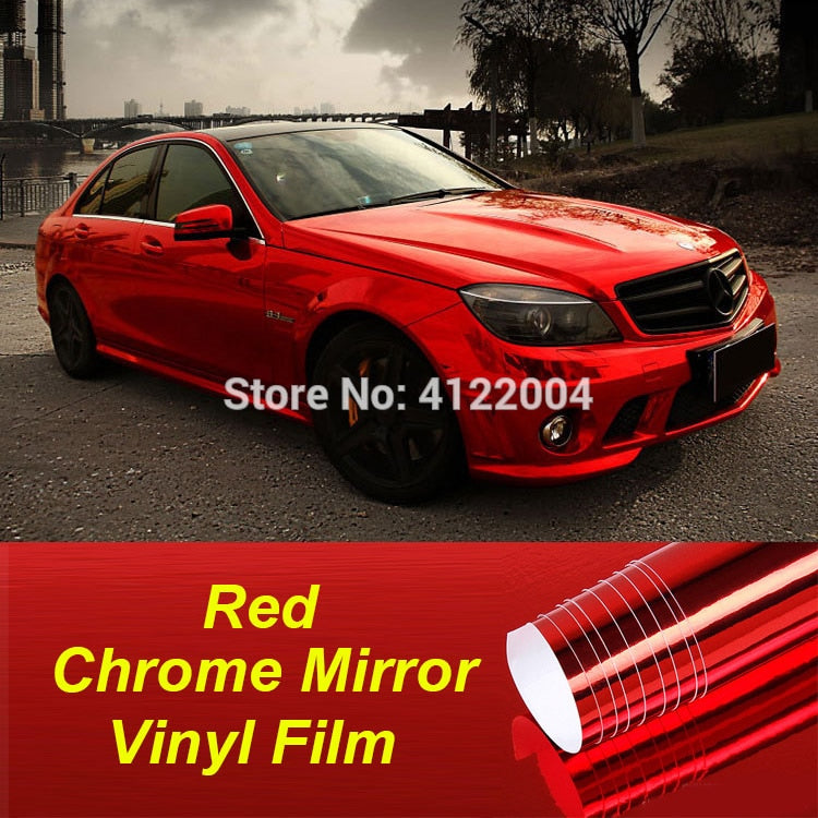 10/20/30/50cm JMM Red Car Chrome Mirror Vinyl Wrap Film Sticker Electro Coating Car Body Wrapping Motorcycle Automobiles