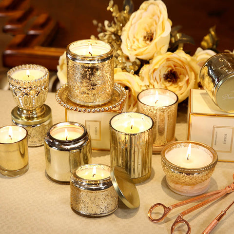 Aromatherapy Candle Cup Fragrant Candle Gift Box Imported Essential Oil Natural Bean Wax Coconut Wax Wedding Candle Gold