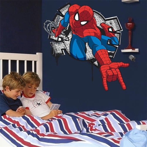 3D Effect Mini Spiderman Wall Stickers For Kids Rooms Boys Bedroom Home Decoration Cartoon Hero Movie Wall Decals PVC Mural Art