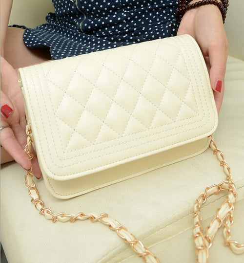 Lozenge Fashion handbags High quality PU leather Women bag Sweet girl chain small square package Lattice shoulder Female bag