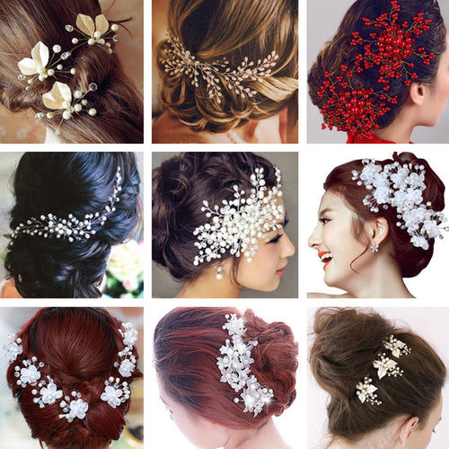 Wedding jewelry Headdress Simulated pearl Hair comb Hair clip Crystal Flower Hairpins Bridal Hair accessories Ornaments