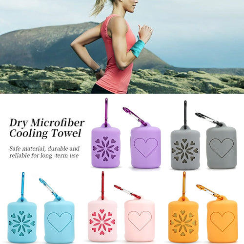 LOOZYKIT 40x40cm Portable Outdoor Sports Towel Travel Yoga Gym Fitness Quick-Dry Towels Microfiber Cooling Towel Silicone Case